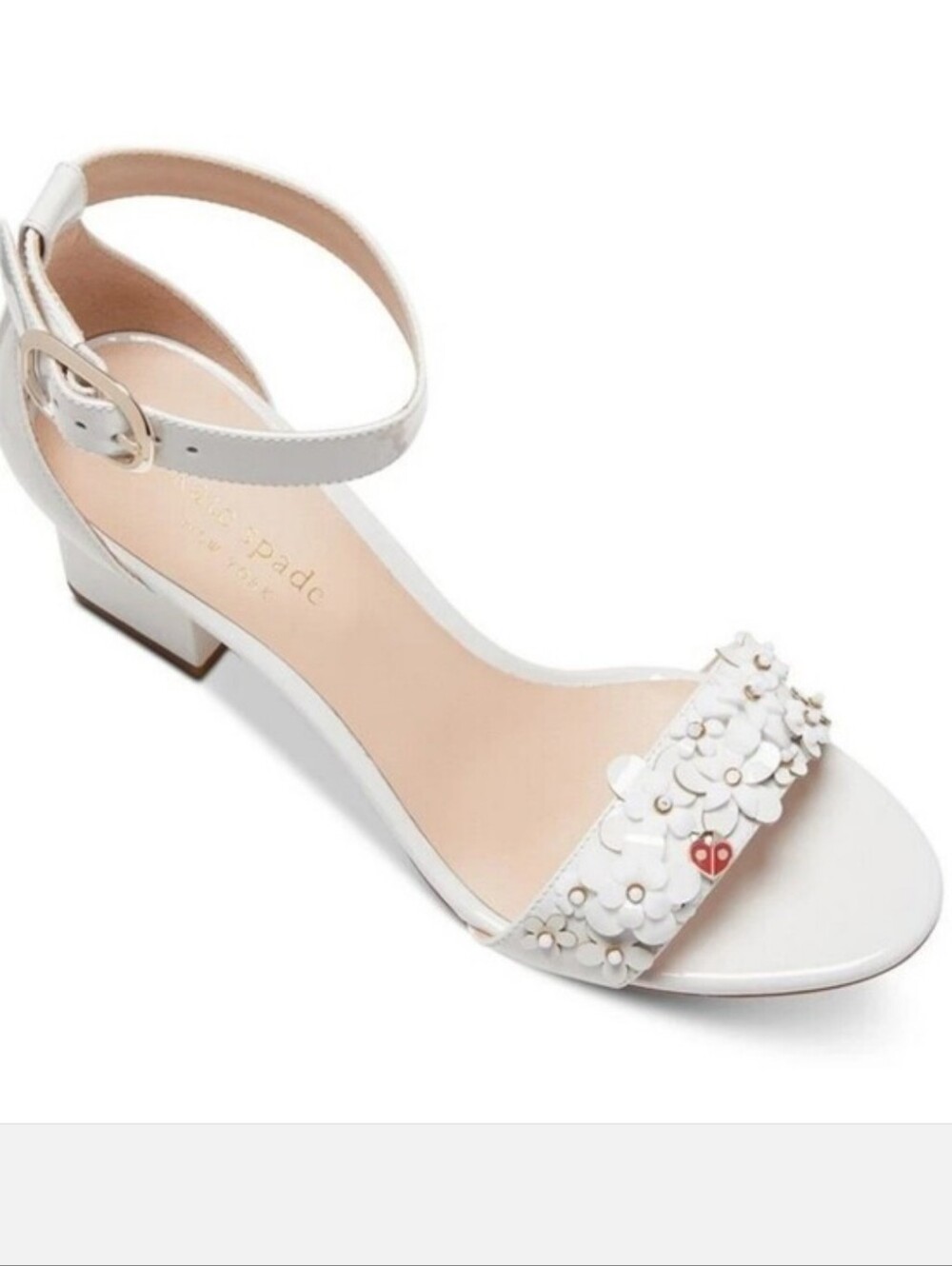 White Floral Ankle-Strap Sandal